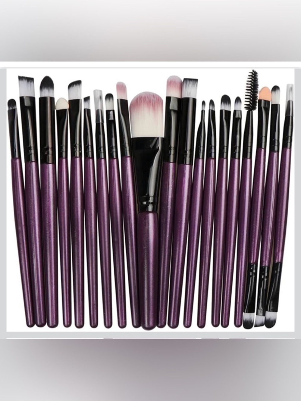 NWT~20pc Professional Full Face Makeup Brush Set~Purple & Black